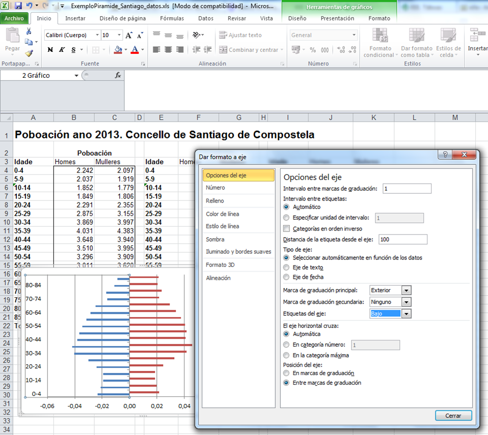 Pirámide Excel. Paso 4