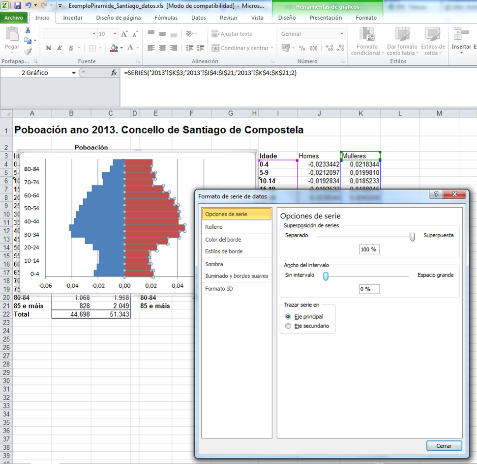 Pirámide Excel. Paso 5