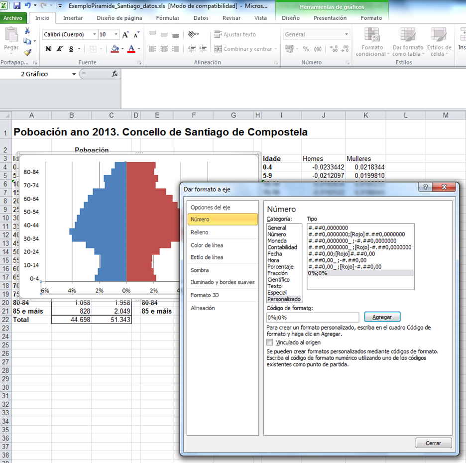 Pirámide Excel. Paso 6