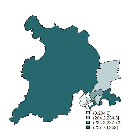 Número de pensionistas por mil habitantes por distritos